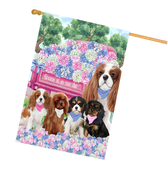 Cavalier King Charles Spaniel Dogs House Flag: Explore a Variety of Personalized Designs, Double-Sided, Weather Resistant, Custom, Home Outside Yard Decor for Dog and Pet Lovers