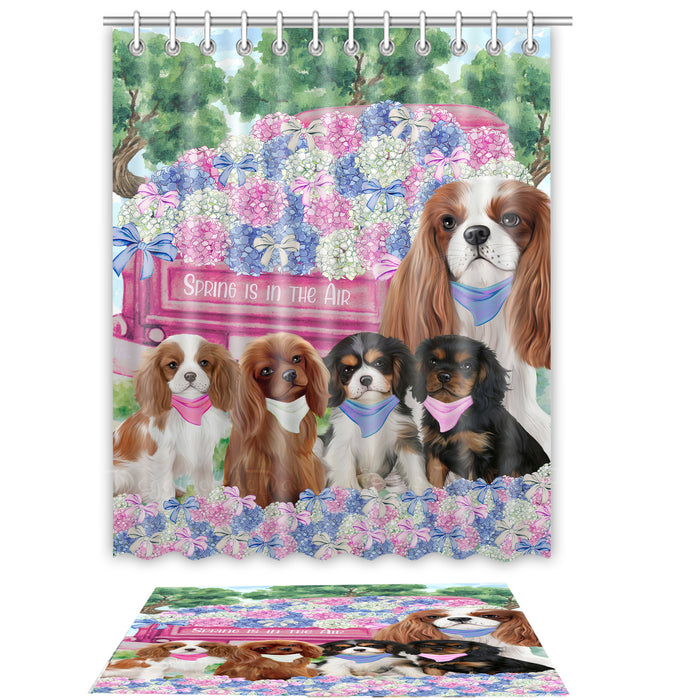 Cavalier King Charles Spaniel Shower Curtain with Bath Mat Set, Custom, Curtains and Rug Combo for Bathroom Decor, Personalized, Explore a Variety of Designs, Dog Lover's Gifts