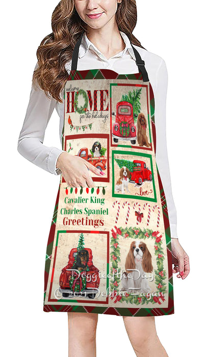 Welcome Home for Holidays Cavalier King Charles Spaniel Dogs Apron Apron48398