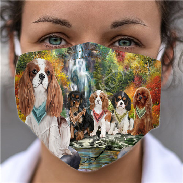 Scenic Waterfall Cavalier King Charles Spaniel Dogs Face Mask FM49288