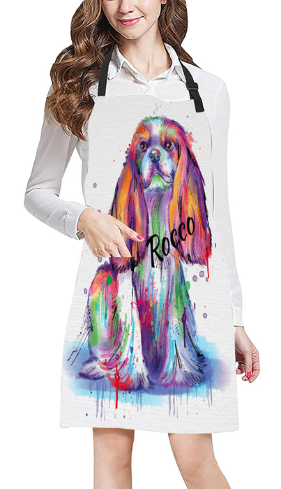 Custom Pet Name Personalized Watercolor Cavalier King Charles Spaniel Dog Apron