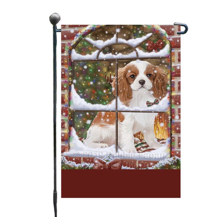Personalized Please Come Home For Christmas Cavalier King Charles Spaniel Dog Sitting In Window Custom Garden Flags GFLG-DOTD-A60145