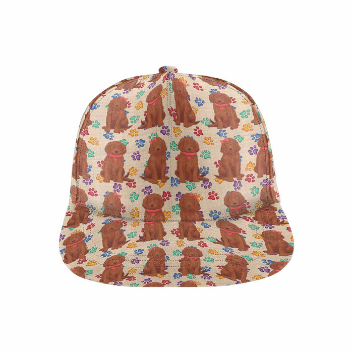 Women's All Over Rainbow Paw Print Irish Red Setter Dog Snapback Hat Cap