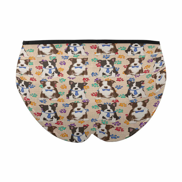 Boston Terrier Dogs Blue  Women&#039;s High Waist Briefs (Model L26)