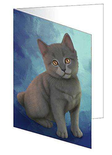 Chartreux Cat Handmade Artwork Assorted Pets Greeting Cards and Note Cards with Envelopes for All Occasions and Holiday Seasons