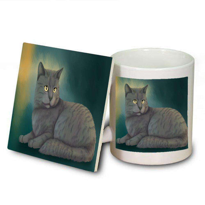 Chartreux Cat Mug and Coaster Set