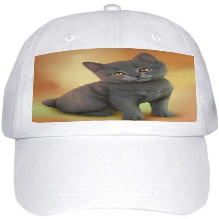 Chartreux Kitten Cat Ball Hat Cap Off White
