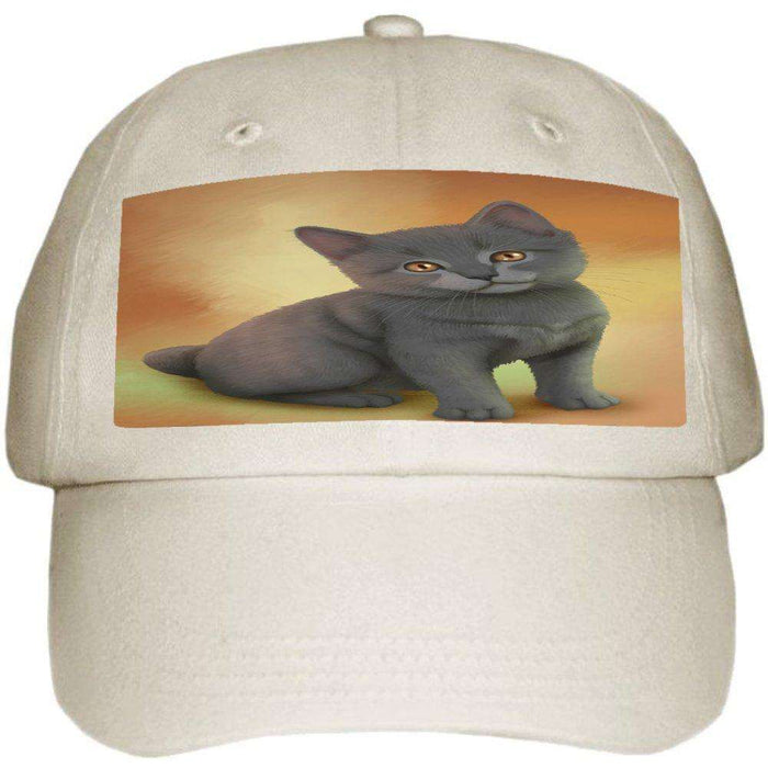 Chartreux Kitten Cat Ball Hat Cap Off White