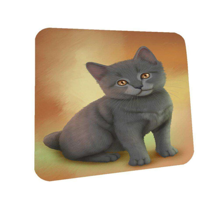 Chartreux Kitten Cat Coasters Set of 4