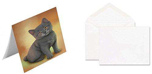 Chartreux Kitten Cat Handmade Artwork Assorted Pets Greeting Cards and Note Cards with Envelopes for All Occasions and Holiday Seasons