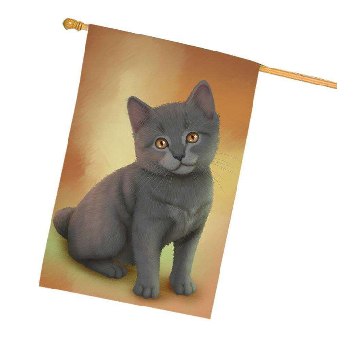 Chartreux Kitten Cat House Flag