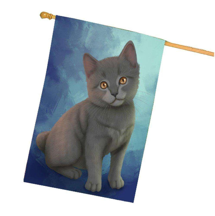 Chartreux Kitten Cat House Flag