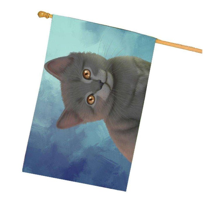 Chartreux Kitten Cat House Flag
