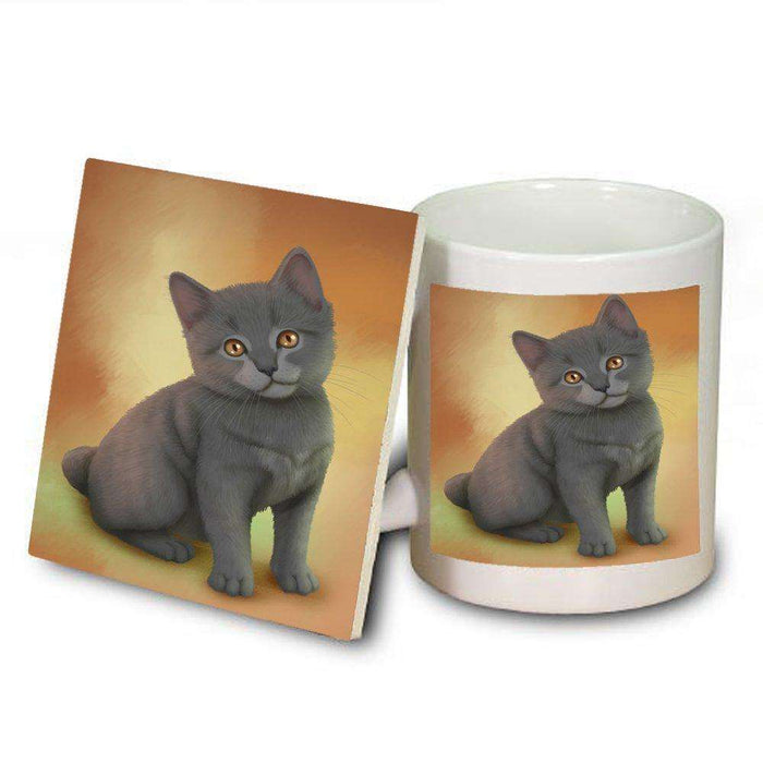 Chartreux Kitten Cat Mug and Coaster Set