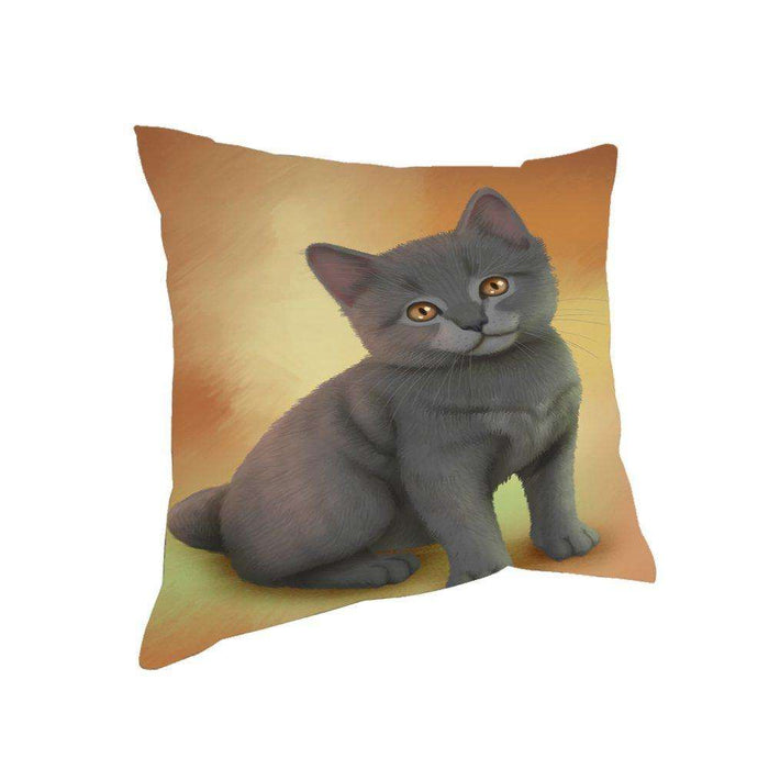 Chartreux Kitten Cat Throw Pillow