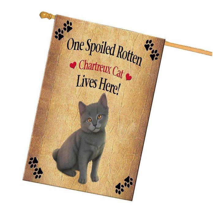 Chartreux Kitten Spoiled Rotten Cat House Flag
