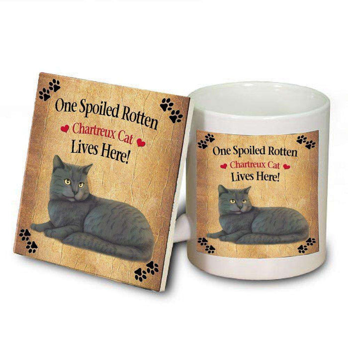 Chartreux Spoiled Rotten Cat Mug and Coaster Set