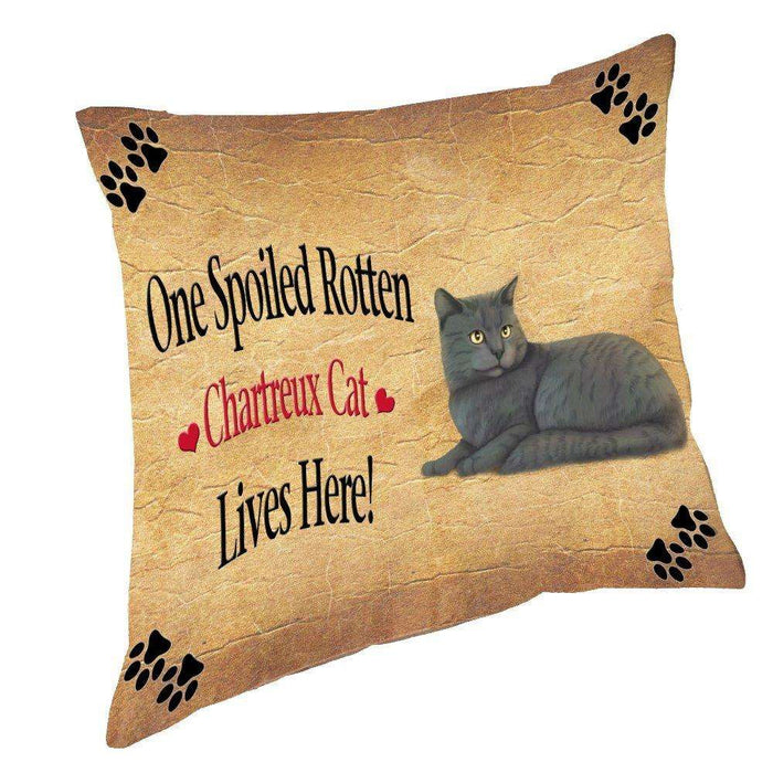 Chartreux Spoiled Rotten Cat Throw Pillow