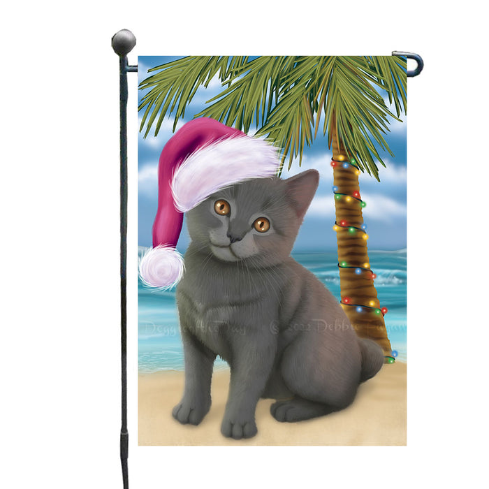 Christmas Summertime Beach Chartreux Cat Garden Flags Outdoor Decor for Homes and Gardens Double Sided Garden Yard Spring Decorative Vertical Home Flags Garden Porch Lawn Flag for Decorations GFLG68945