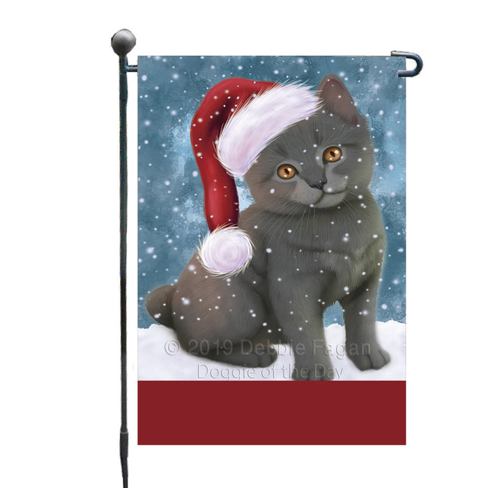 Personalized Let It Snow Happy Holidays Chartreux Cat Custom Garden Flags GFLG-DOTD-A62310