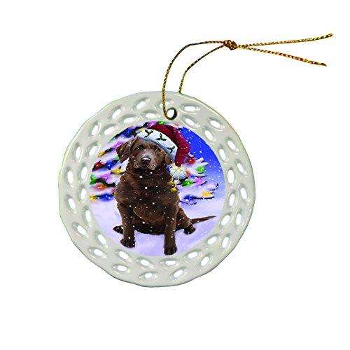 Chesapeake Bay Retriever Dog Christmas Doily Ceramic Ornament