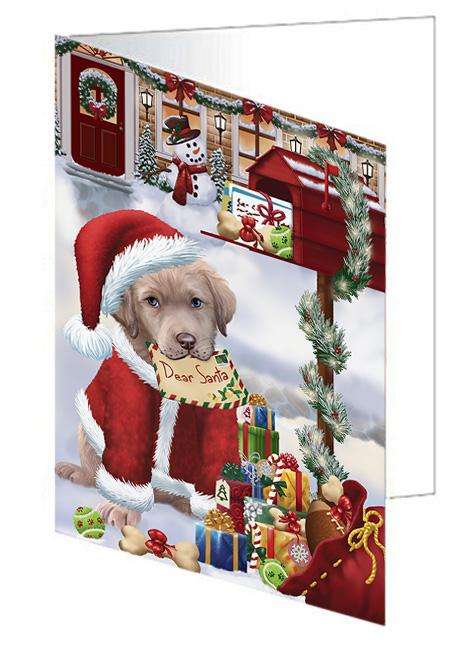 Chesapeake Bay Retriever Dog Dear Santa Letter Christmas Holiday Mailbox Handmade Artwork Assorted Pets Greeting Cards and Note Cards with Envelopes for All Occasions and Holiday Seasons GCD65687