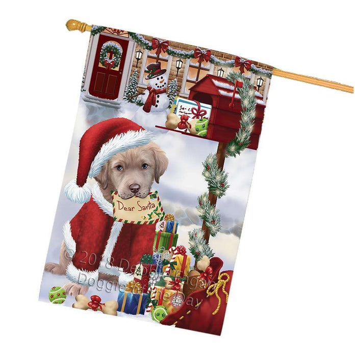 Chesapeake Bay Retriever Dog Dear Santa Letter Christmas Holiday Mailbox House Flag FLG54084