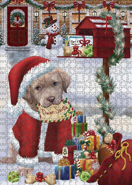 Chesapeake Bay Retriever Dog Dear Santa Letter Christmas Holiday Mailbox Puzzle with Photo Tin PUZL82700