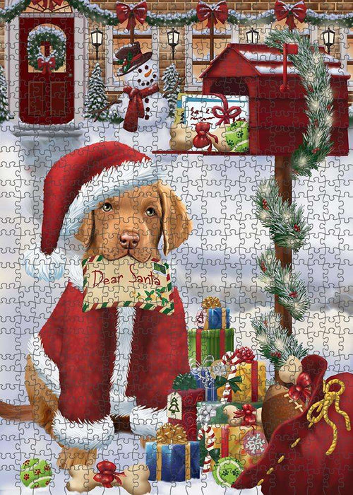 Chesapeake Bay Retriever Dog Dear Santa Letter Christmas Holiday Mailbox Puzzle with Photo Tin PUZL82704