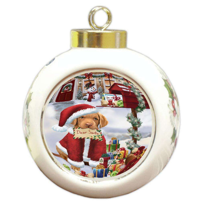 Chesapeake Bay Retriever Dog Dear Santa Letter Christmas Holiday Mailbox Round Ball Christmas Ornament RBPOR53887