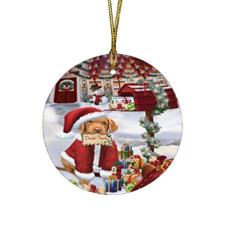Chesapeake Bay Retriever Dog Dear Santa Letter Christmas Holiday Mailbox Round Flat Christmas Ornament RFPOR53878