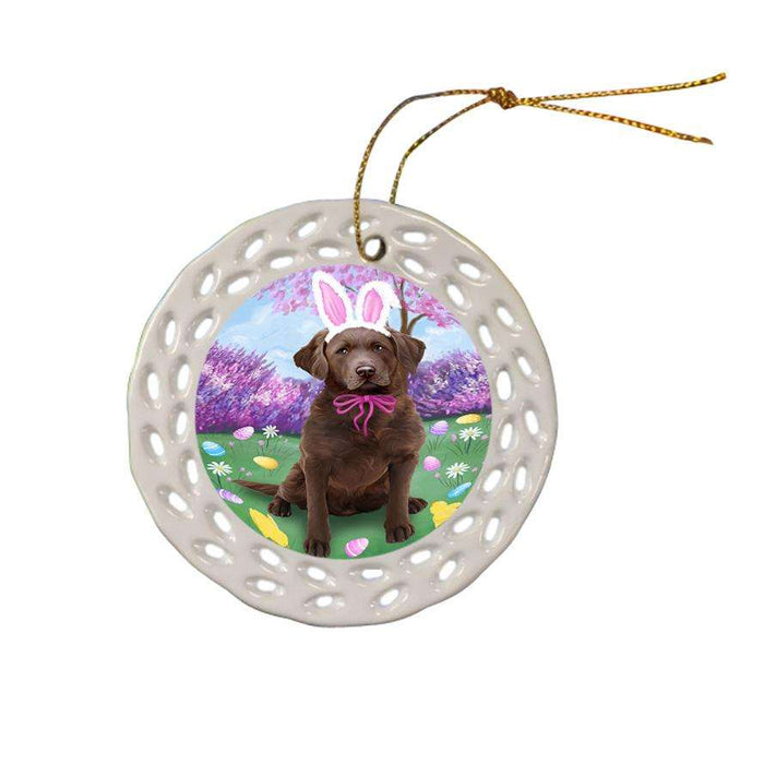 Chesapeake Bay Retriever Dog Easter Holiday Ceramic Doily Ornament DPOR49096