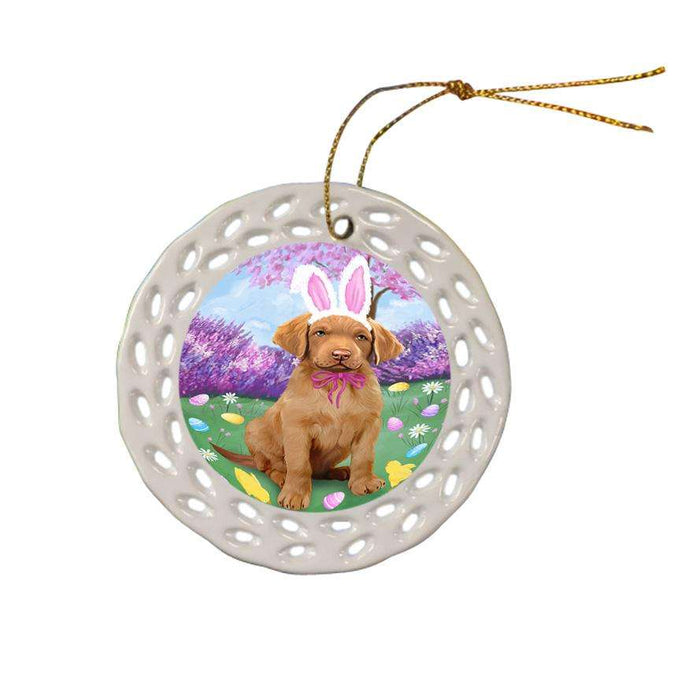 Chesapeake Bay Retriever Dog Easter Holiday Ceramic Doily Ornament DPOR49098