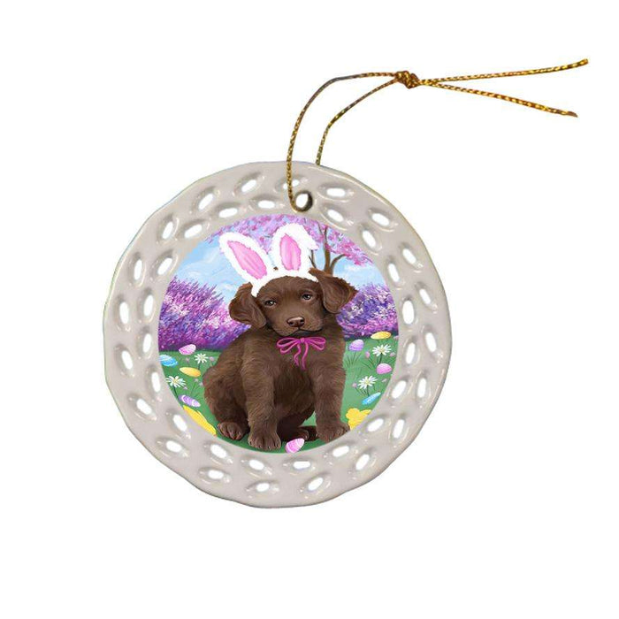 Chesapeake Bay Retriever Dog Easter Holiday Ceramic Doily Ornament DPOR49099