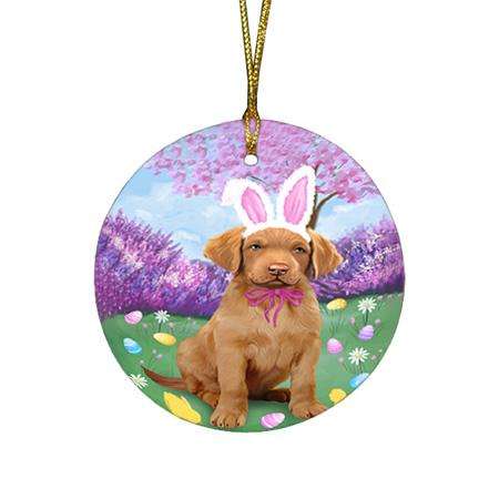 Chesapeake Bay Retriever Dog Easter Holiday Round Flat Christmas Ornament RFPOR49089