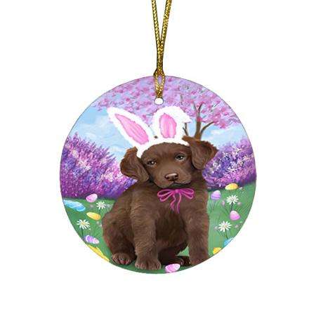 Chesapeake Bay Retriever Dog Easter Holiday Round Flat Christmas Ornament RFPOR49090