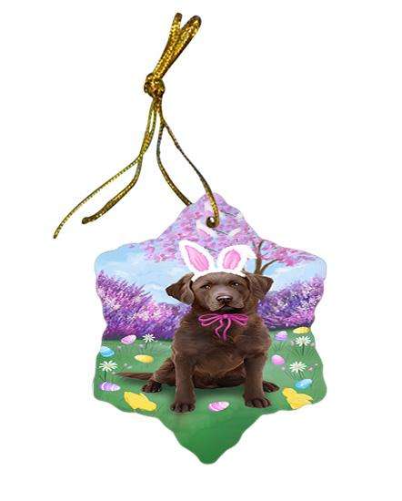 Chesapeake Bay Retriever Dog Easter Holiday Star Porcelain Ornament SPOR49088