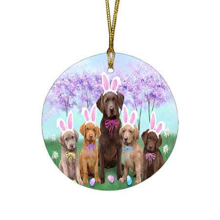 Chesapeake Bay Retrievers Dog Easter Holiday Round Flat Christmas Ornament RFPOR49088