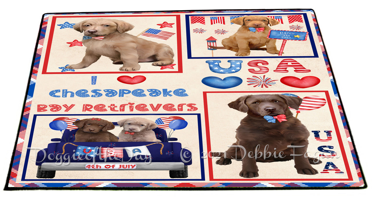 4th of July Independence Day I Love USA Chesapeake Bay Retriever Dogs Floormat FLMS56170 Floormat FLMS56170