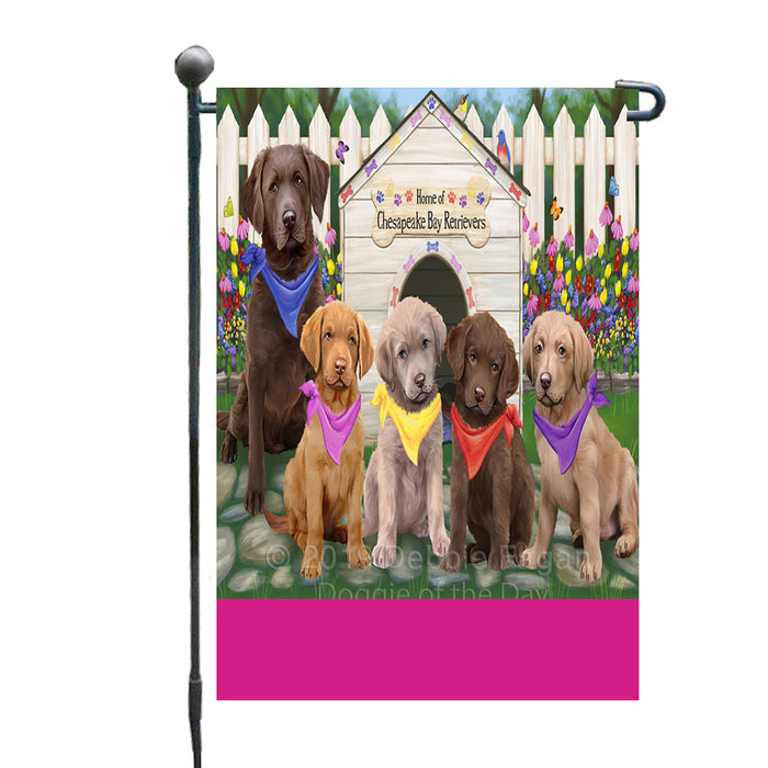 Personalized Spring Dog House Chesapeake Bay Retriever Dogs Custom Garden Flags GFLG-DOTD-A62810