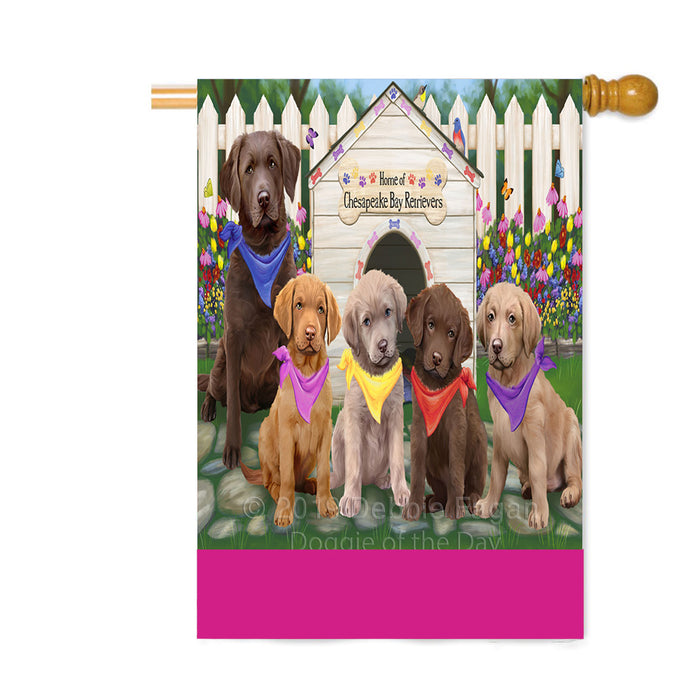 Personalized Spring Dog House Chesapeake Bay Retriever Dogs Custom House Flag FLG-DOTD-A62866