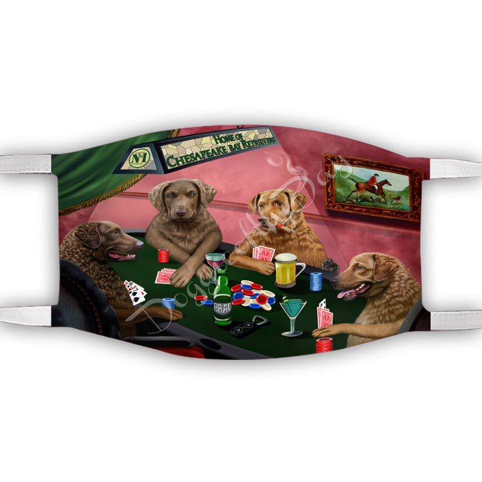Home of Chesapeake Bay Retriever Dogs Playing Poker Face Mask FM49780
