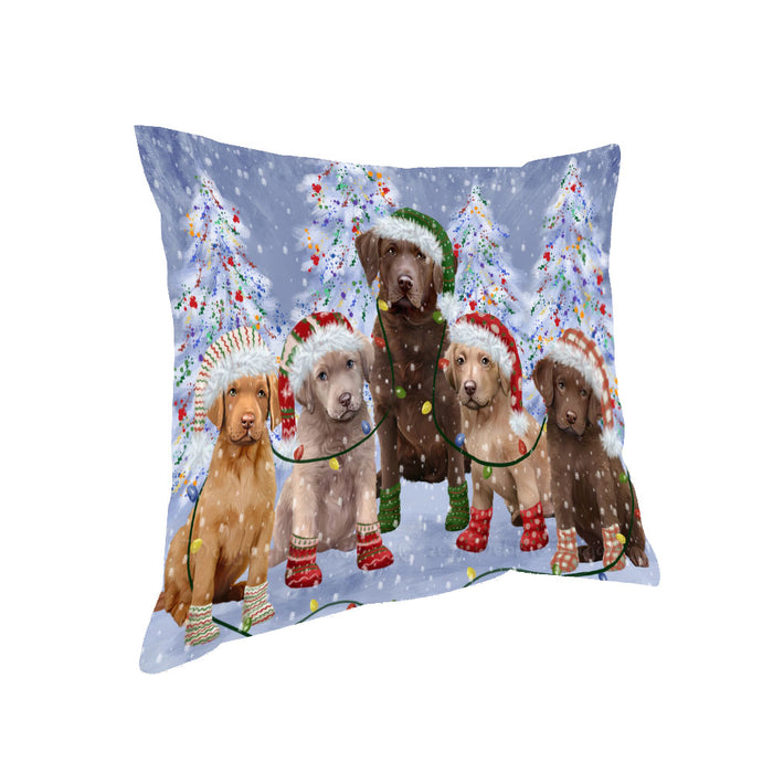 Christmas Lights and Chesapeake Bay Retriever Dogs Pillow with Top Quality High-Resolution Images - Ultra Soft Pet Pillows for Sleeping - Reversible & Comfort - Ideal Gift for Dog Lover - Cushion for Sofa Couch Bed - 100% Polyester
