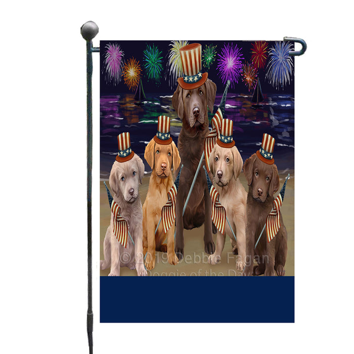 Personalized 4th of July Firework Chesapeake Bay Retriever Dogs Custom Garden Flags GFLG-DOTD-A57857