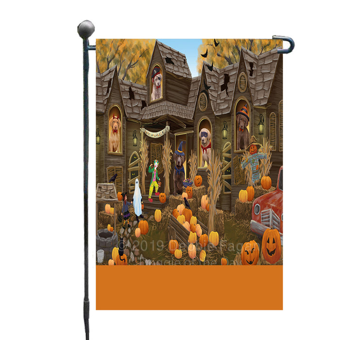 Personalized Haunted House Trick or Treat Halloween Chesapeake Bay Retriever Dogs Custom Garden Flags GFLG-DOTD-A59533