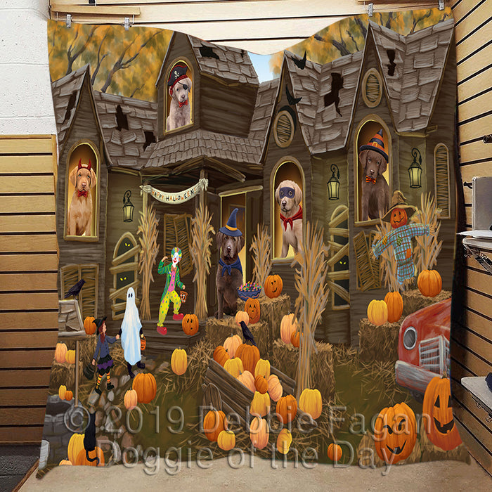 Haunted House Halloween Trick or Treat Chesapeake Bay Retriever Dogs Quilt