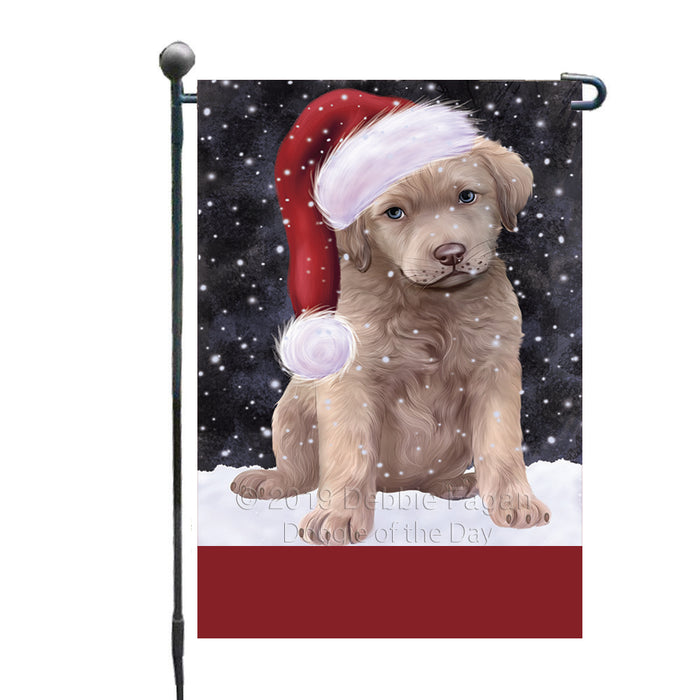 Personalized Let It Snow Happy Holidays Chesapeake Bay Retriever Dog Custom Garden Flags GFLG-DOTD-A62311