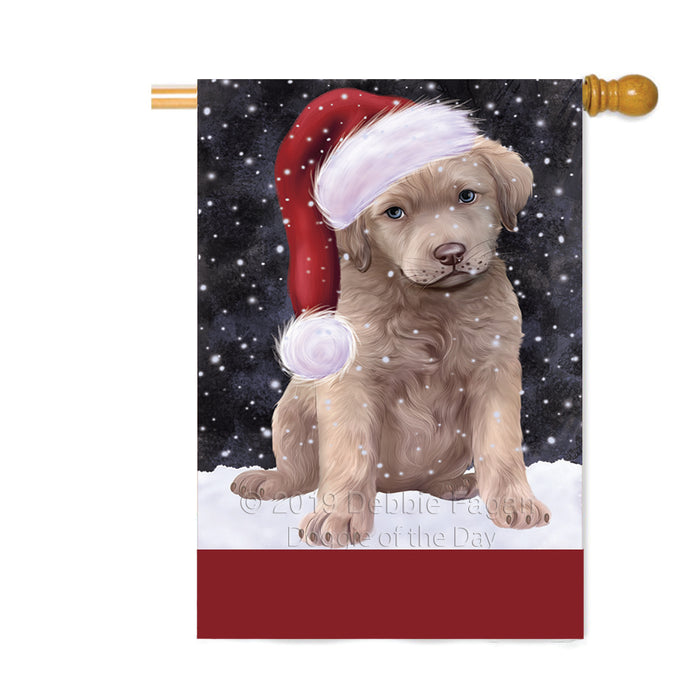 Personalized Let It Snow Happy Holidays Chesapeake Bay Retriever Dog Custom House Flag FLG-DOTD-A62367