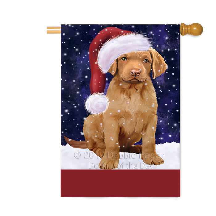 Personalized Let It Snow Happy Holidays Chesapeake Bay Retriever Dog Custom House Flag FLG-DOTD-A62368
