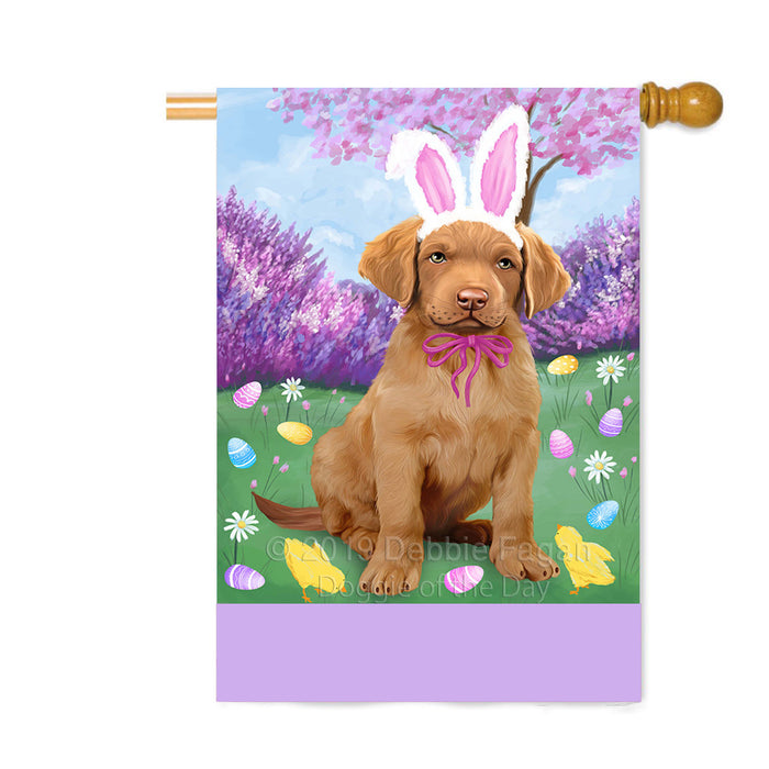 Personalized Easter Holiday Chesapeake Bay Retriever Dog Custom House Flag FLG-DOTD-A58872